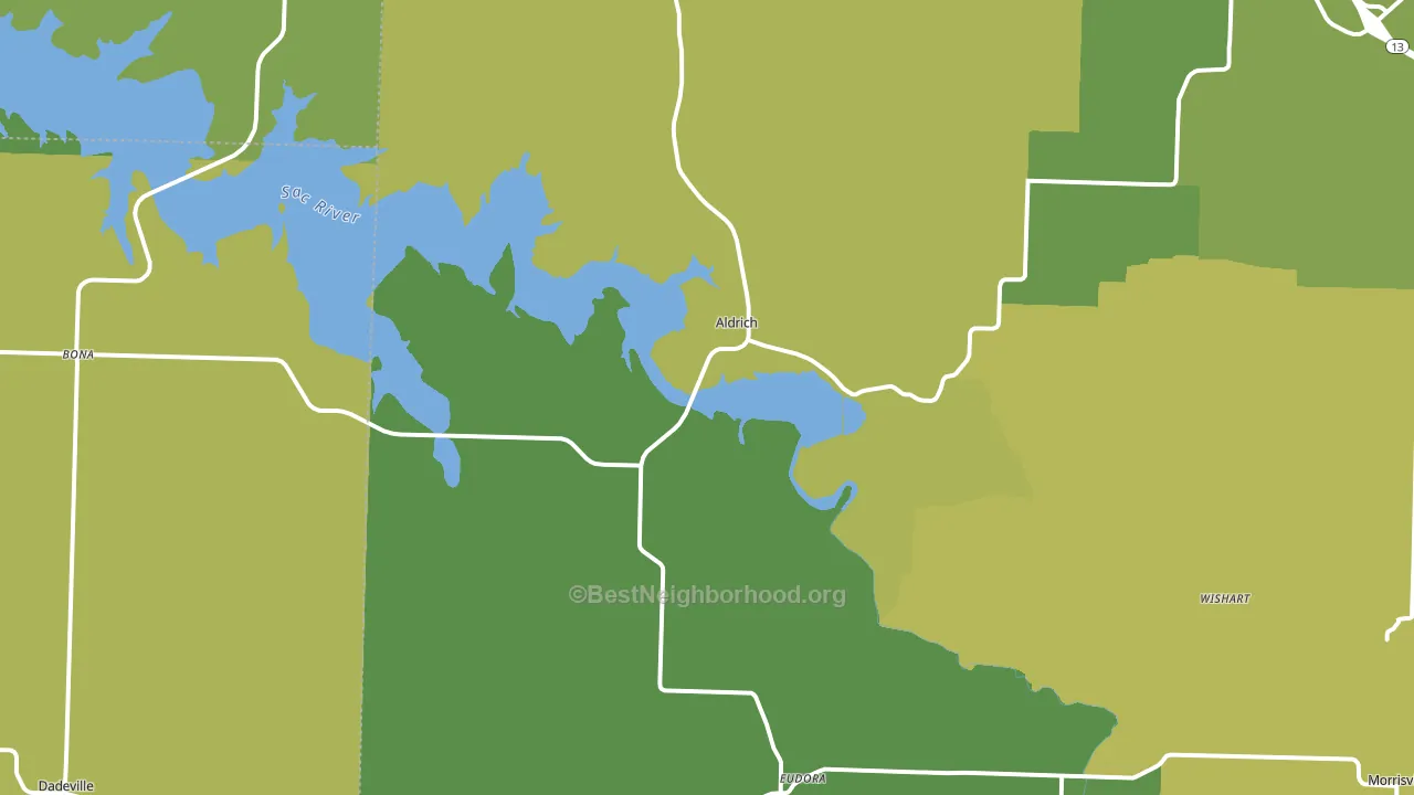 Aldrich, MO block-group voter-turnout map