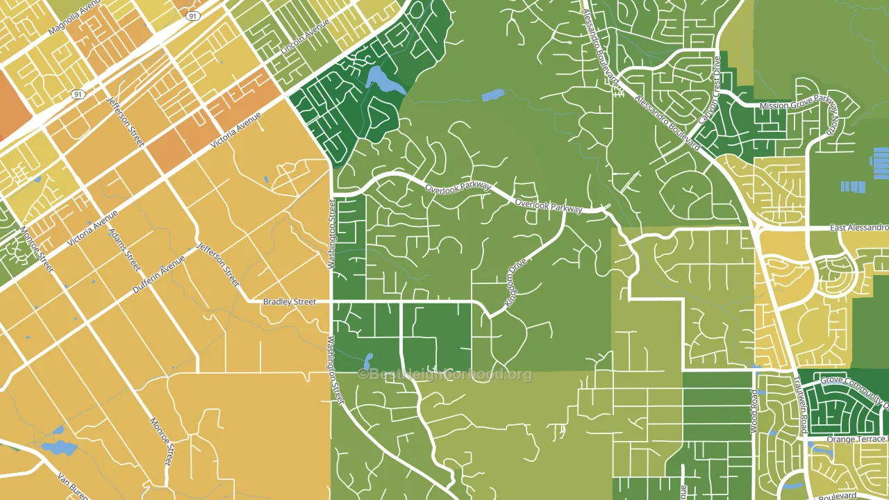 Alessandro Heights, Riverside, CA block-group voter-turnout map