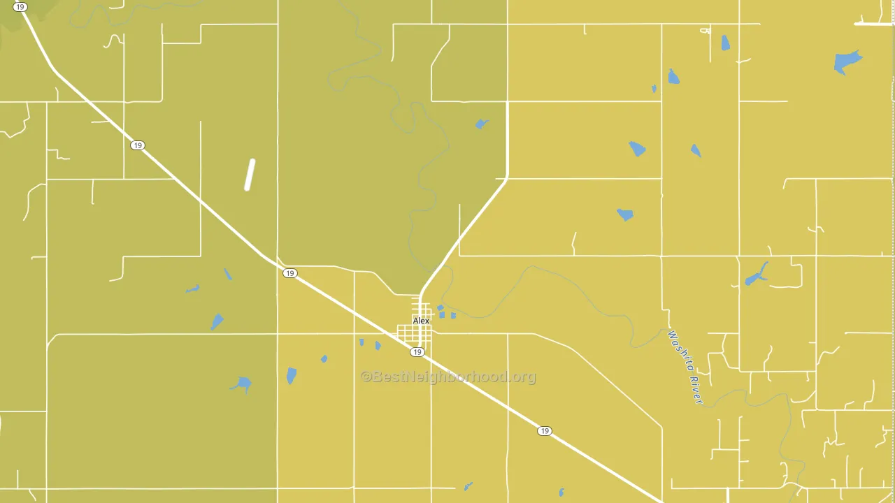 Alex, OK block-group voter-turnout map