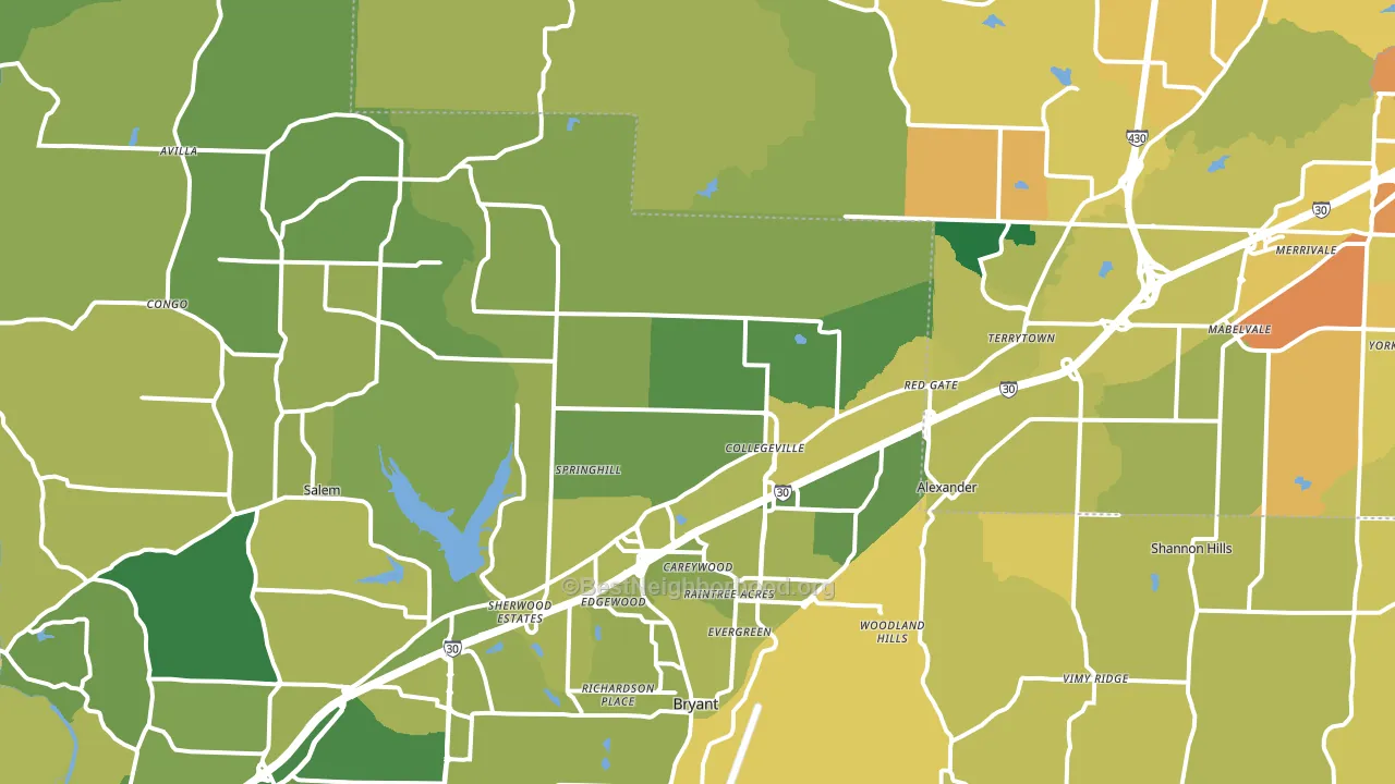 Alexander, AR block-group voter-turnout map