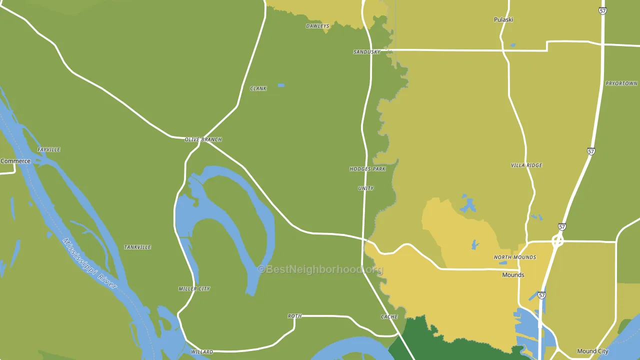 Alexander County, IL block-group voter-turnout map