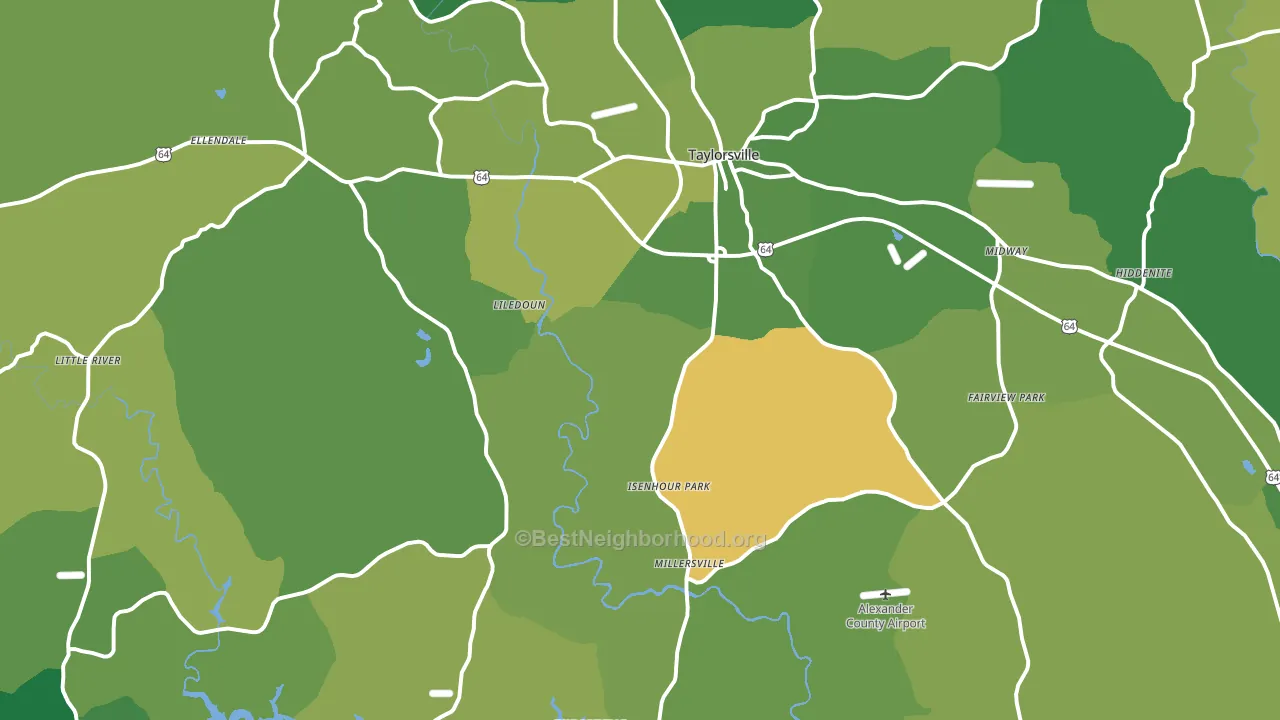 Alexander County, NC block-group voter-turnout map