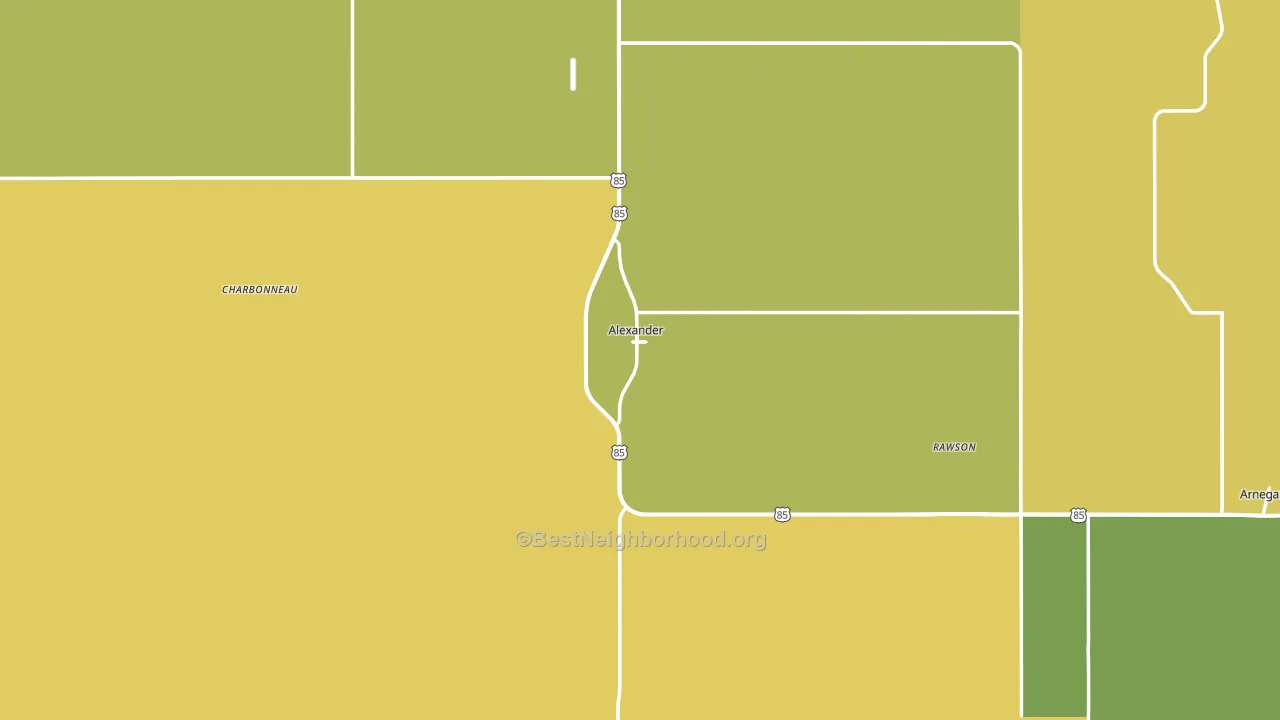 Alexander, ND block-group voter-turnout map
