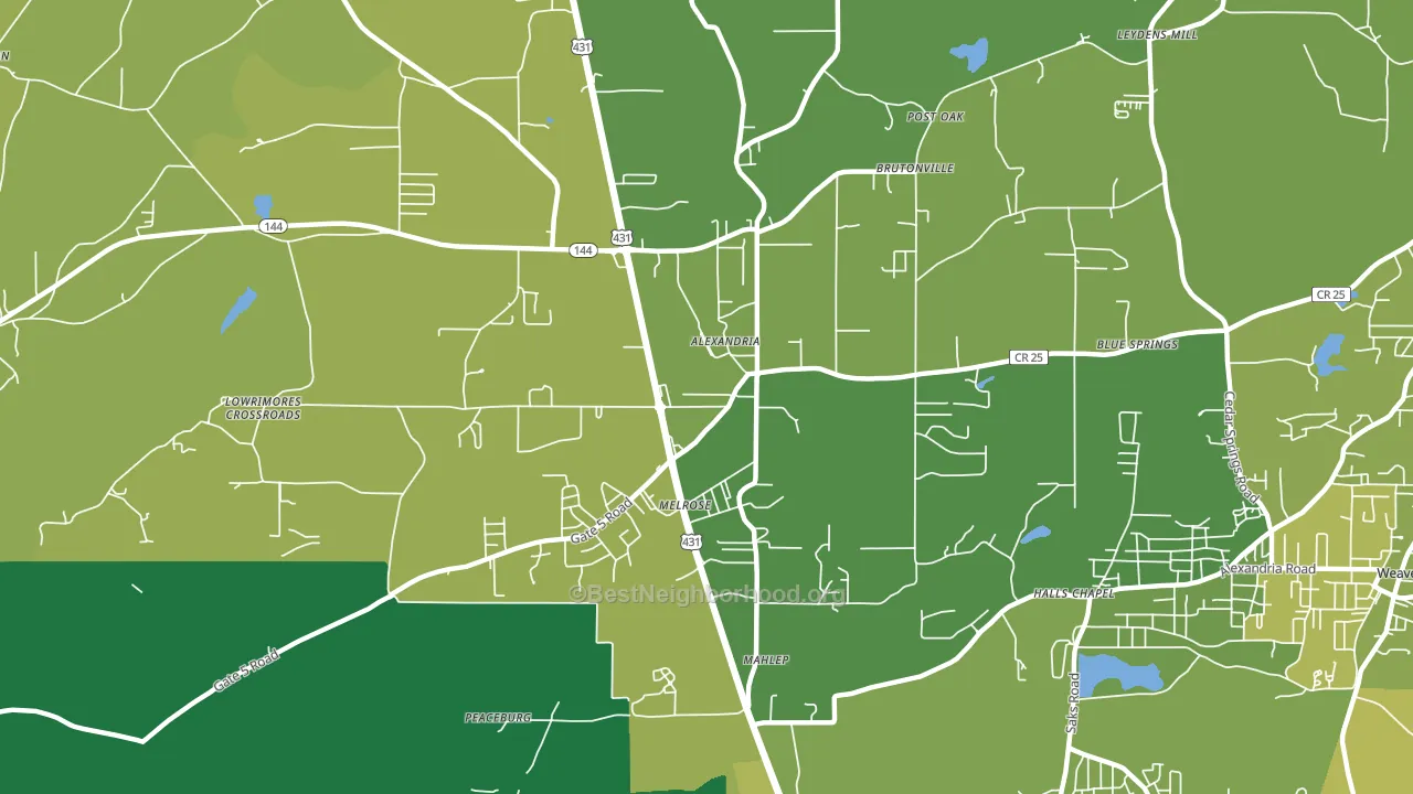 Alexandria, AL block-group voter-turnout map