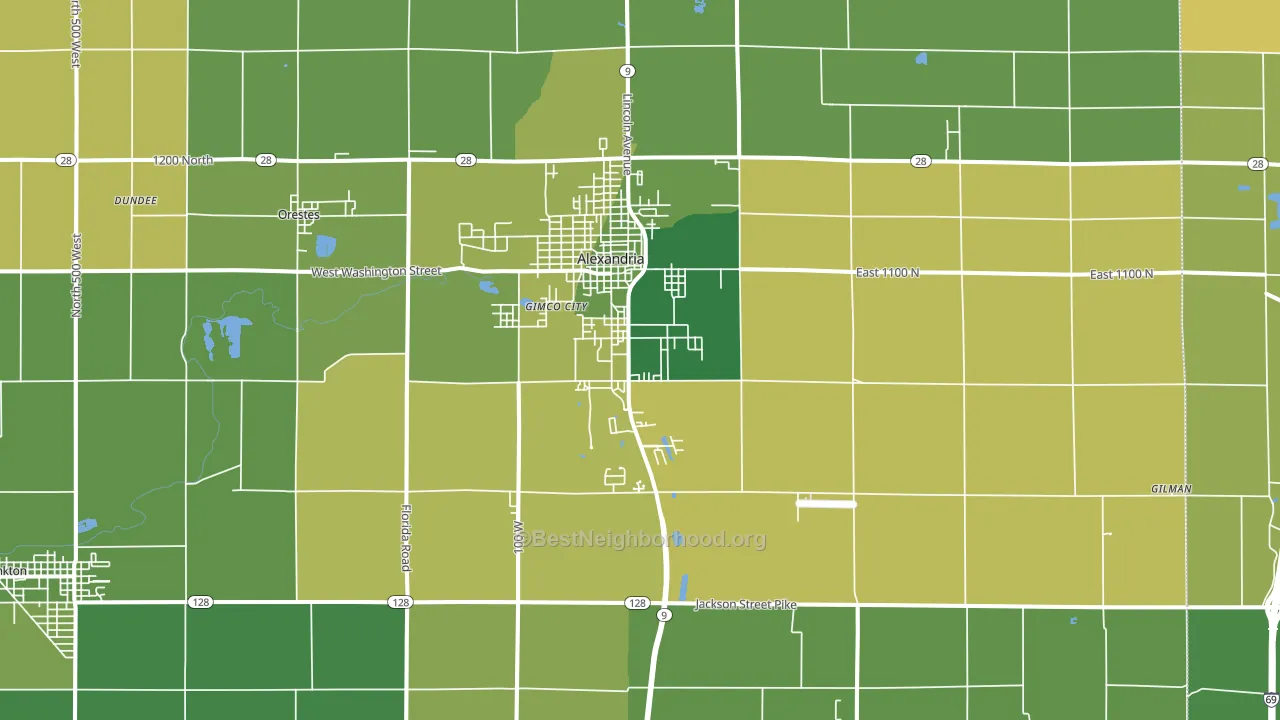 Alexandria, IN block-group voter-turnout map