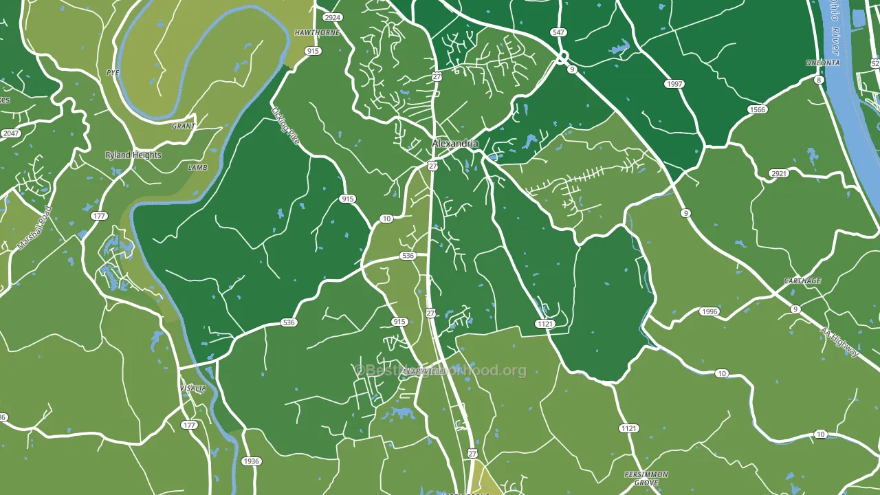 Alexandria, KY block-group voter-turnout map