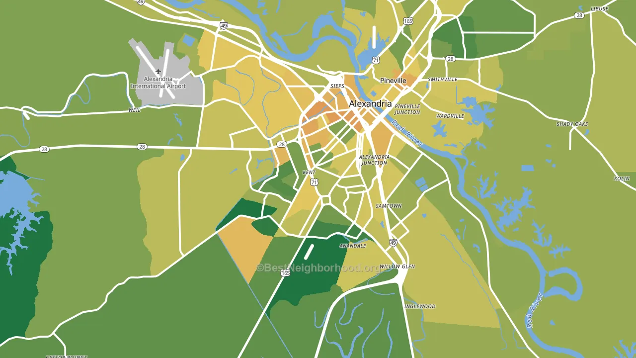 Alexandria, LA block-group voter-turnout map