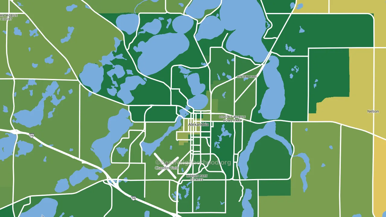 Alexandria, MN block-group voter-turnout map