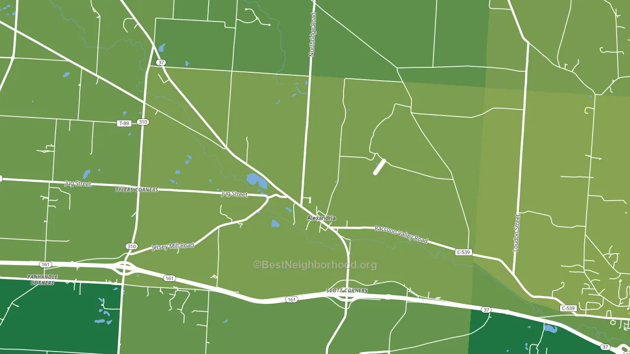 Alexandria, OH block-group voter-turnout map