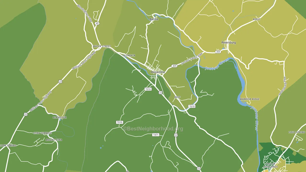 Alexandria, PA block-group voter-turnout map