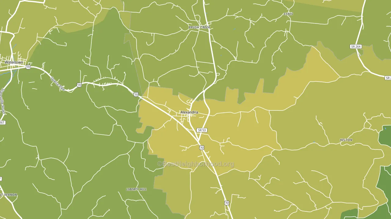 Alexandria, TN block-group voter-turnout map