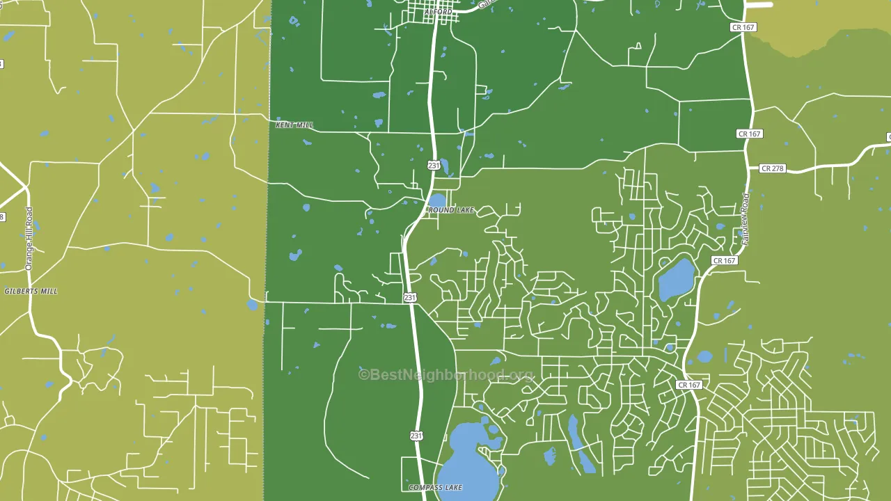 Alford, FL block-group voter-turnout map