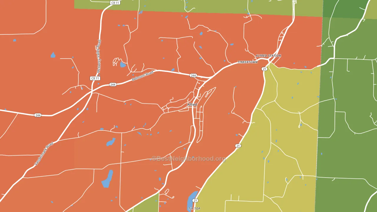 Alfred, NY block-group voter-turnout map