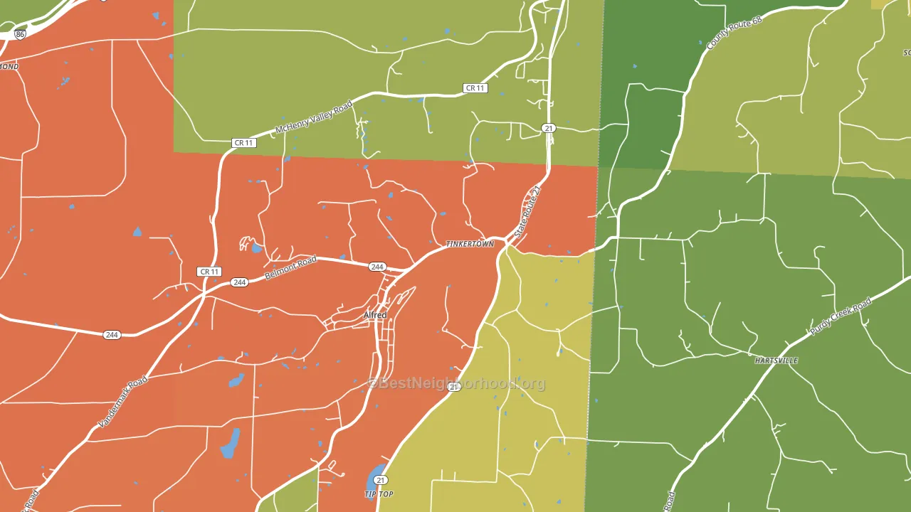 Alfred Station, NY block-group voter-turnout map