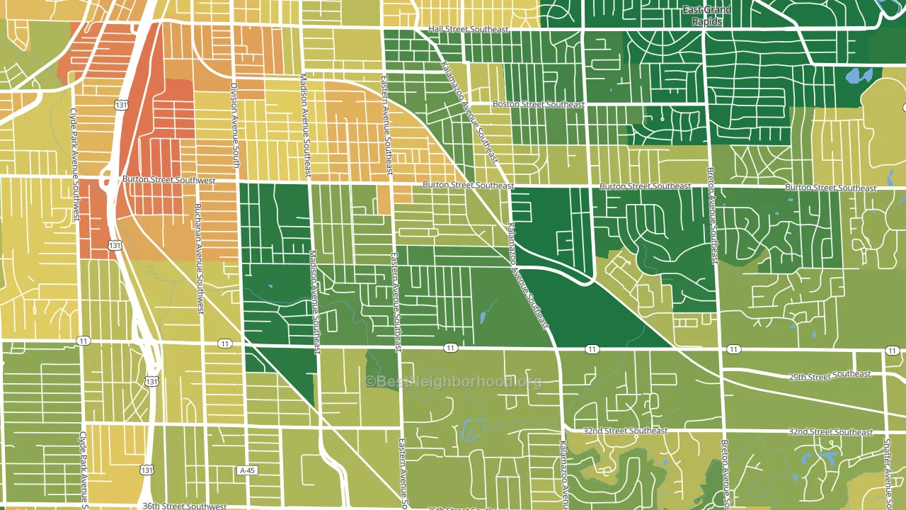 Alger Heights, Grand Rapids, MI block-group voter-turnout map