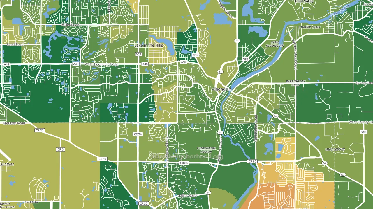 Algonquin, IL block-group voter-turnout map