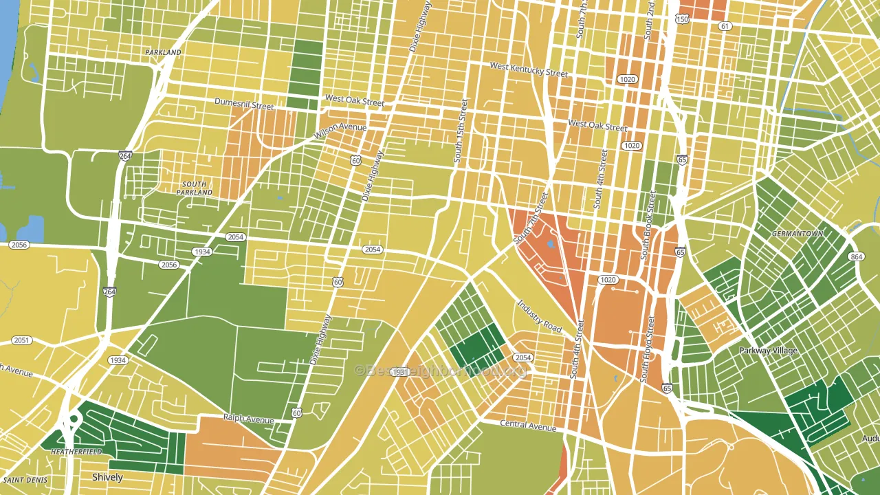 Algonquin, Louisville, KY block-group voter-turnout map