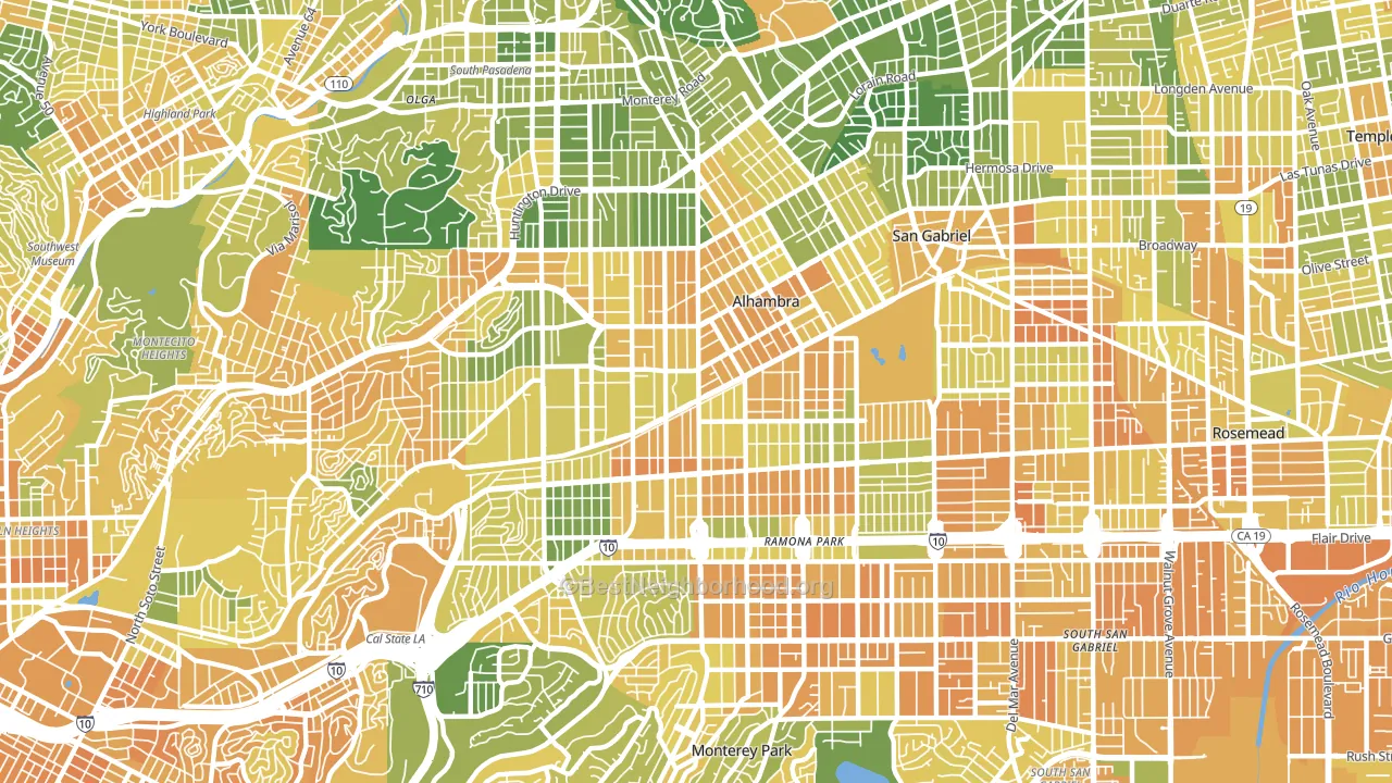 Alhambra, CA block-group voter-turnout map