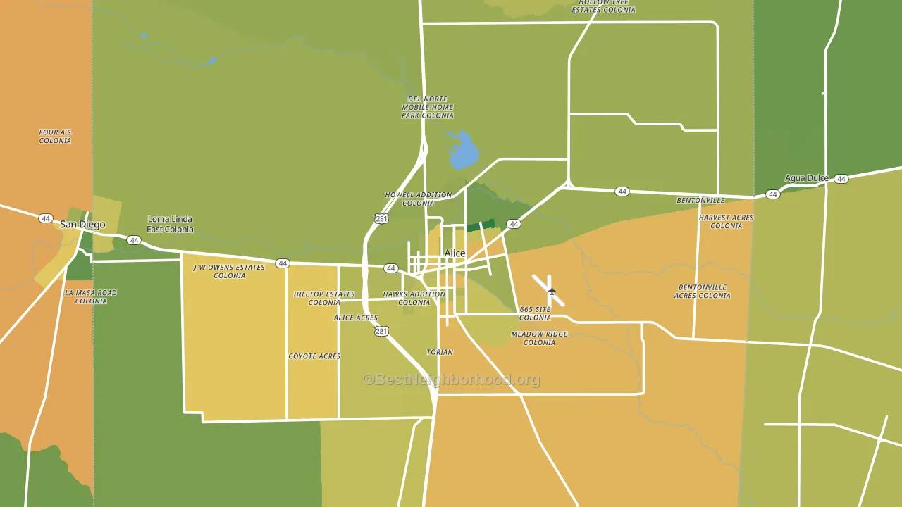 Alice, TX block-group voter-turnout map