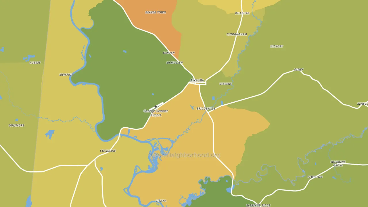 Aliceville, AL block-group voter-turnout map