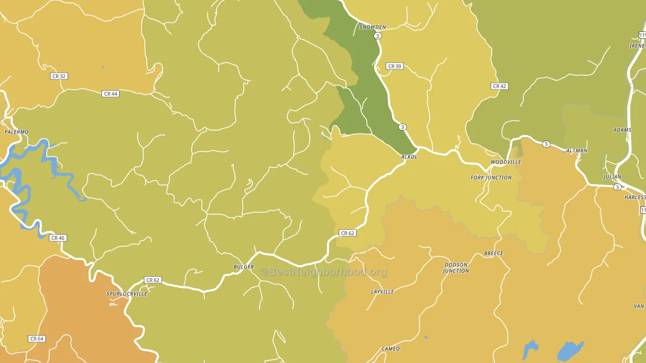 Alkol, WV block-group voter-turnout map