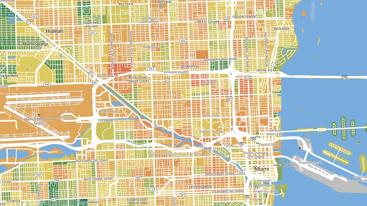 Allapattah, Miami, FL block-group voter-turnout map