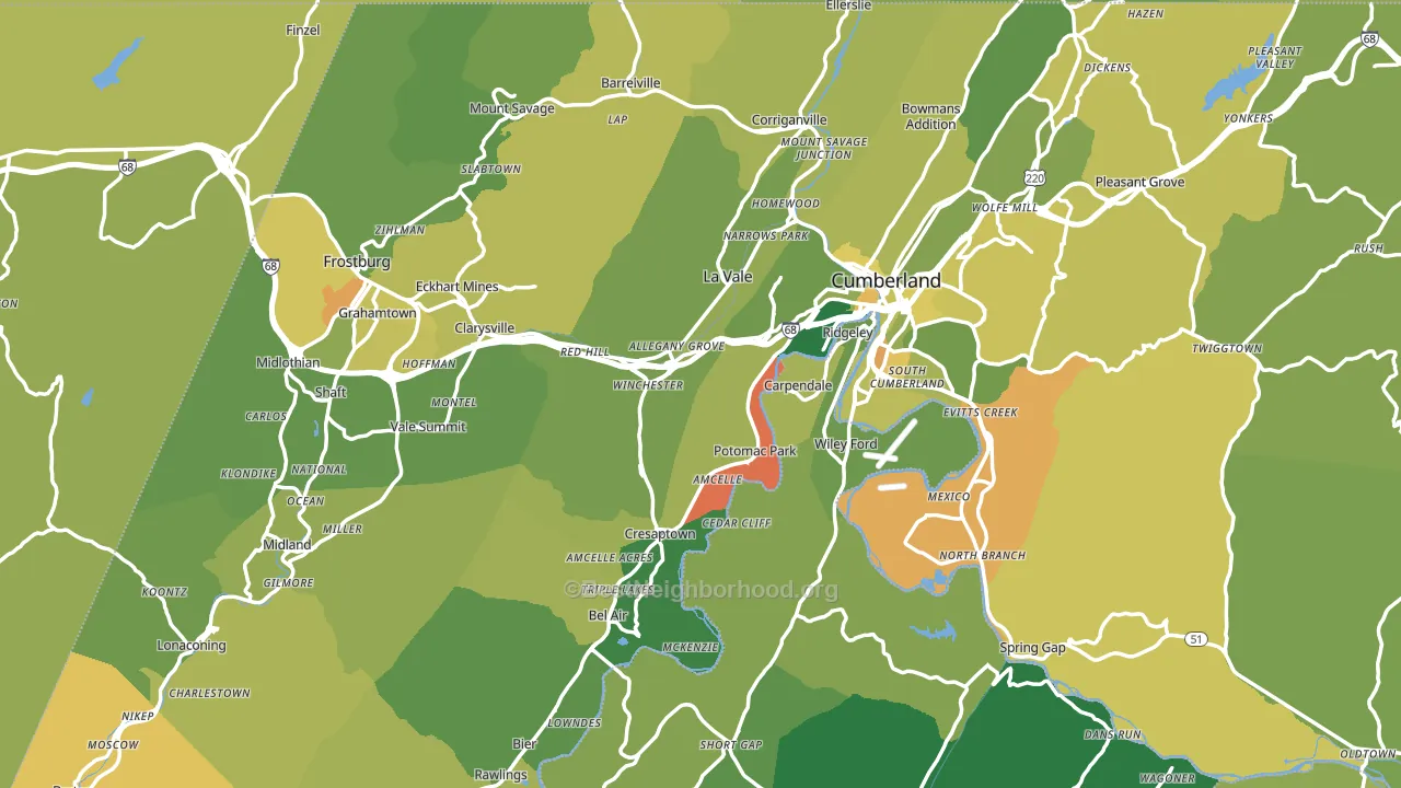 Allegany County, MD block-group voter-turnout map