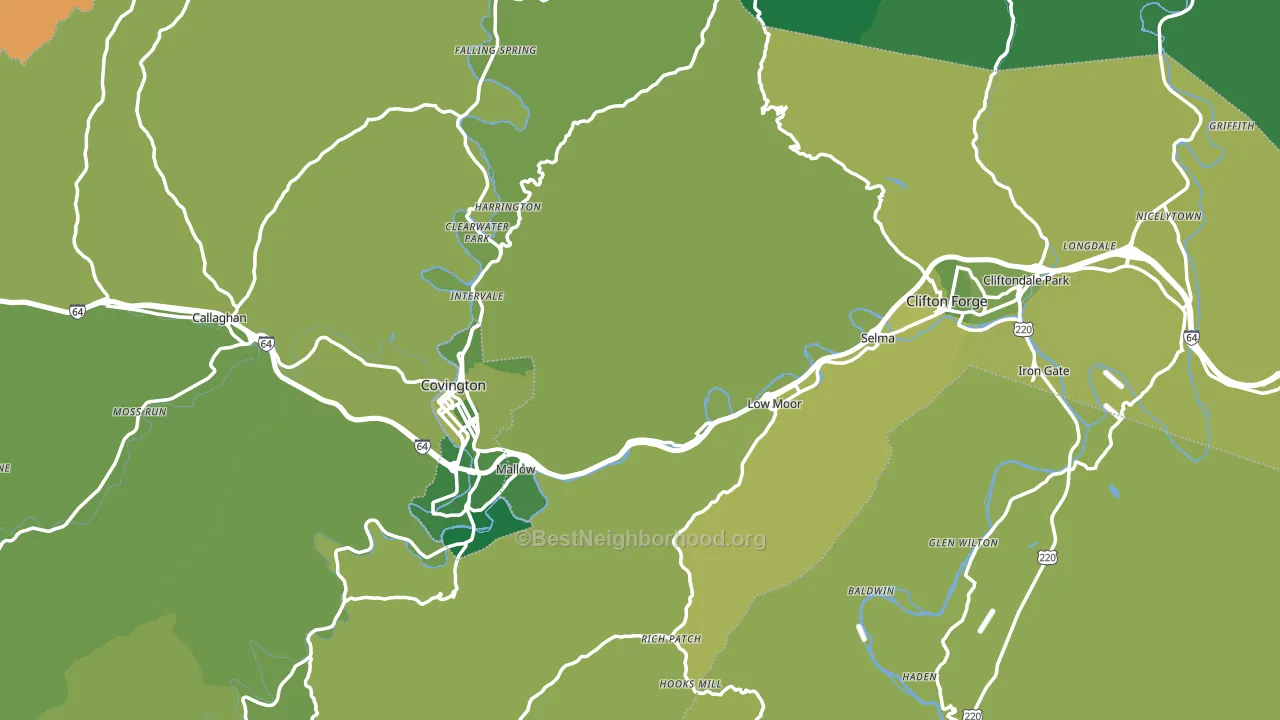Alleghany County, VA block-group voter-turnout map