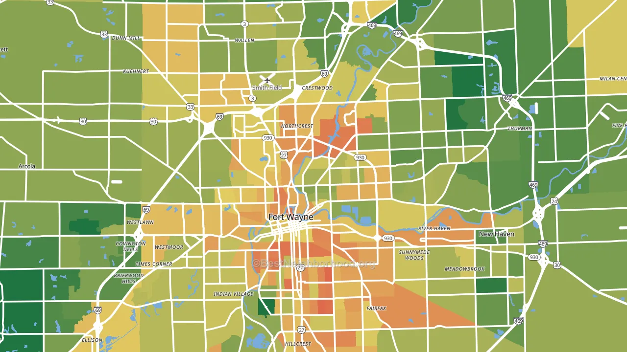 Allen County, IN block-group voter-turnout map