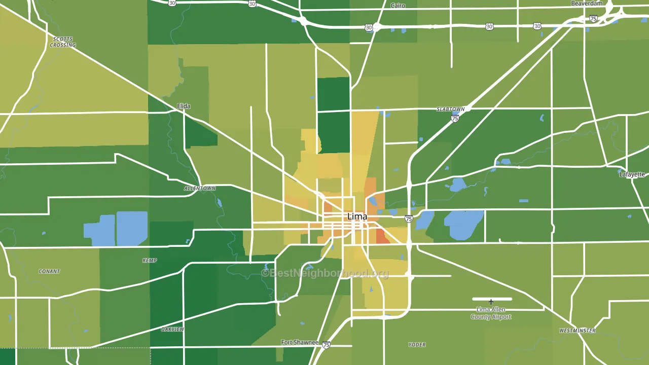 Allen County, OH block-group voter-turnout map