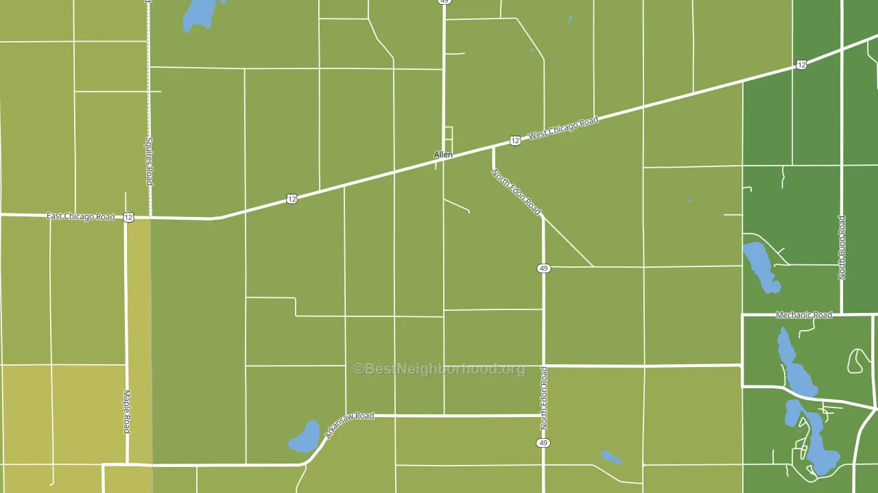 Allen, MI block-group voter-turnout map
