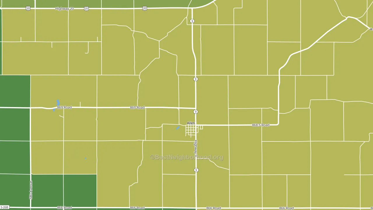 Allen, NE block-group voter-turnout map