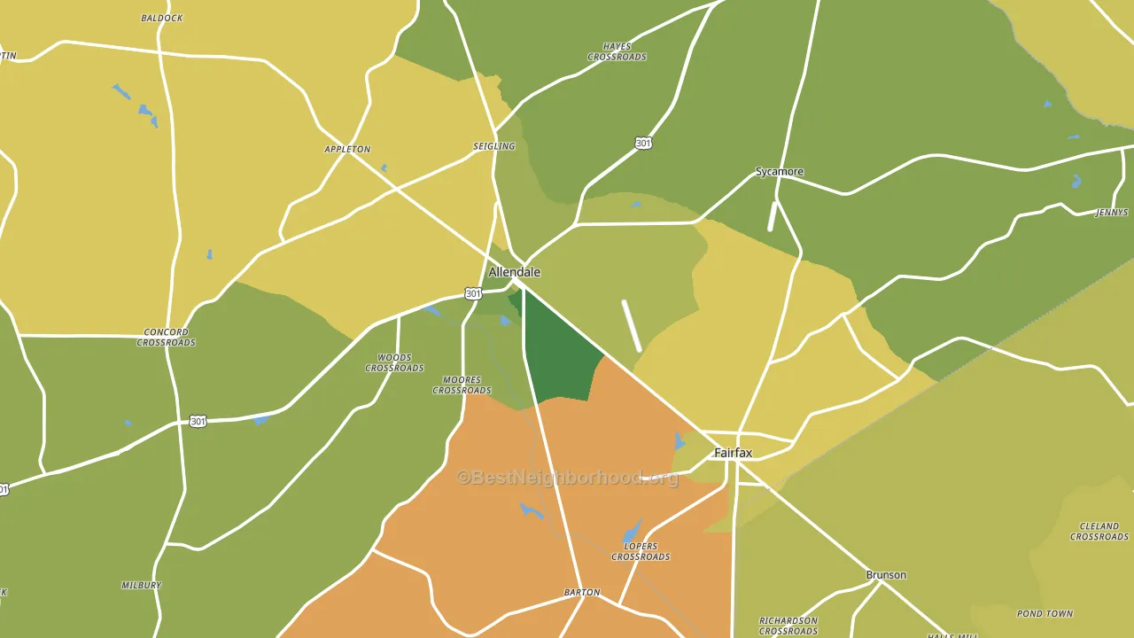 Allendale County, SC block-group voter-turnout map