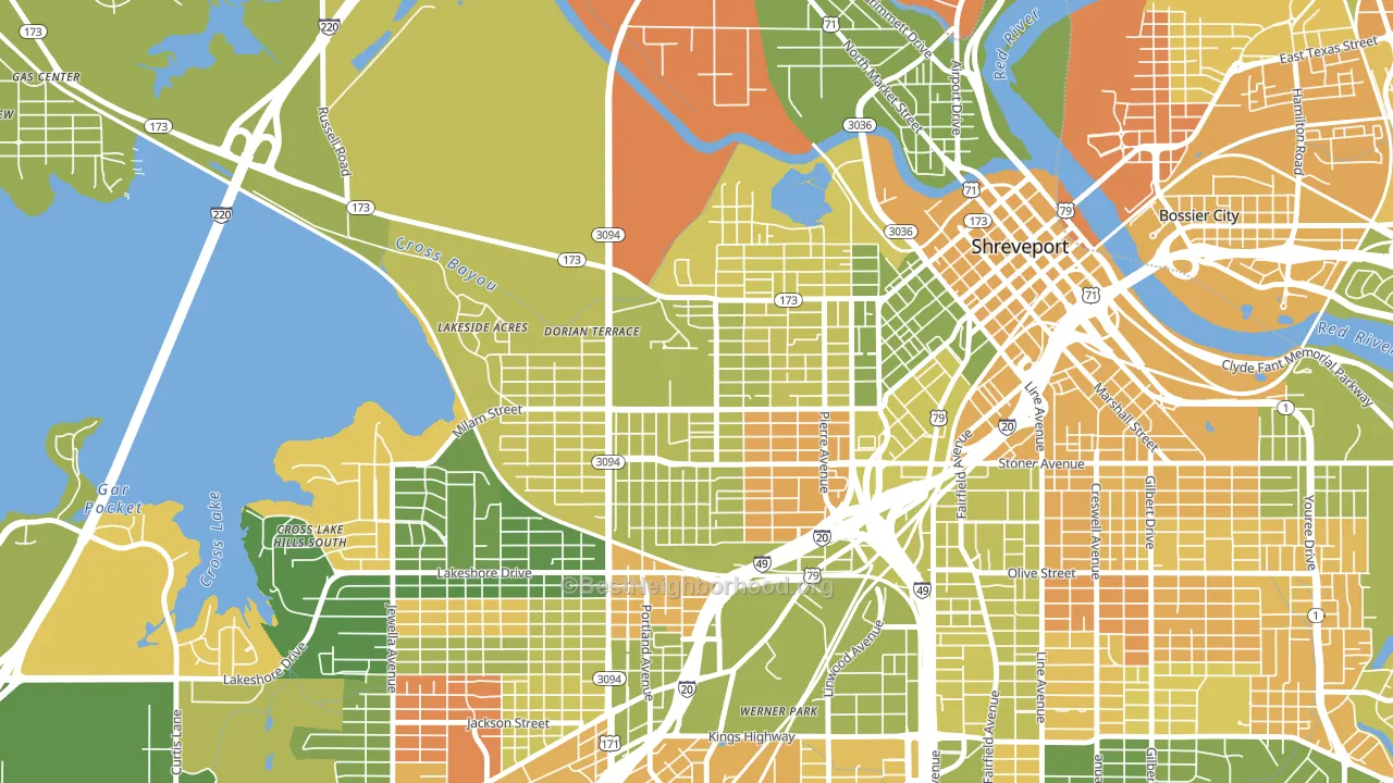 Allendale-Lakeside, Shreveport, LA block-group voter-turnout map