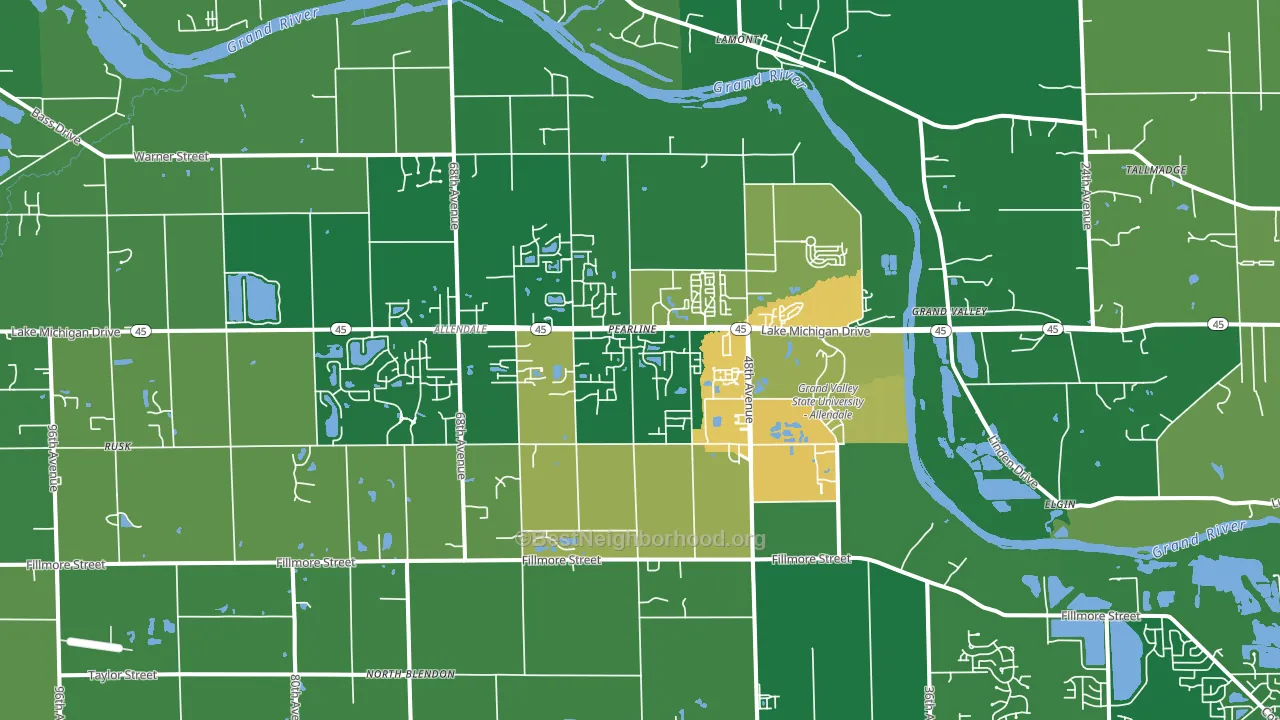Allendale, MI block-group voter-turnout map
