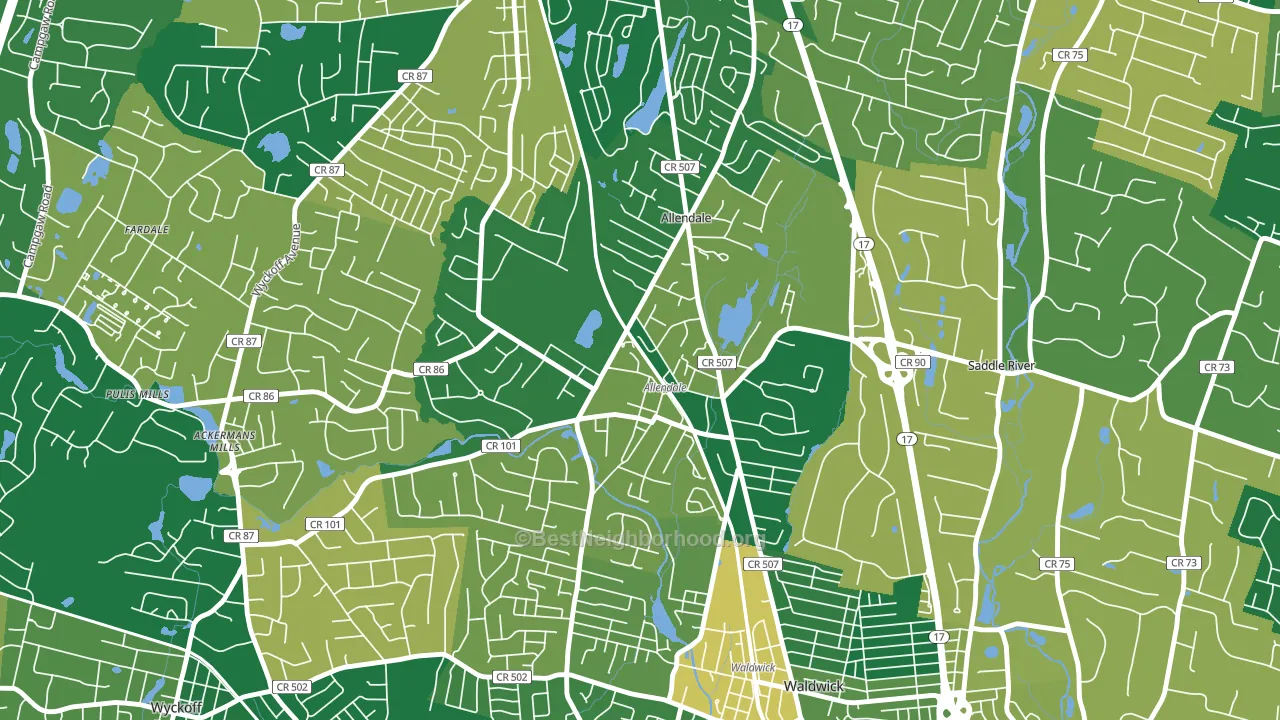 Allendale, NJ block-group voter-turnout map