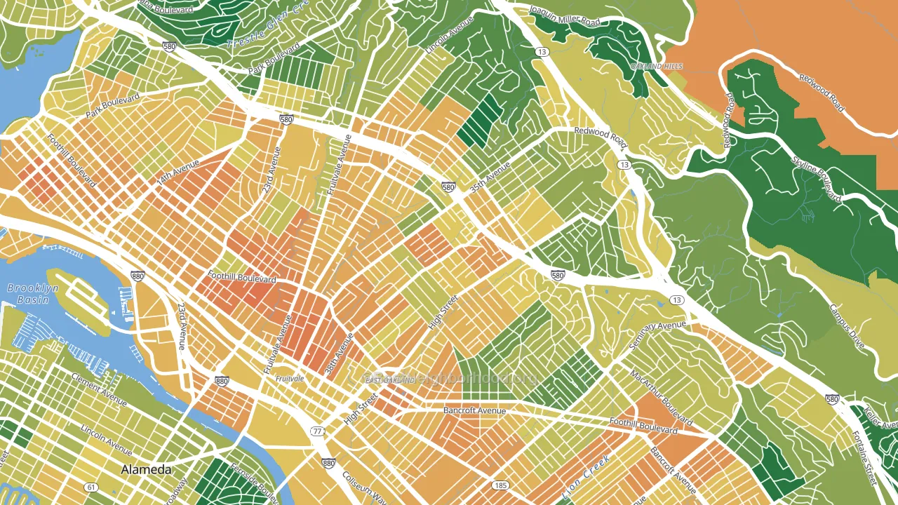 Allendale, Oakland, CA block-group voter-turnout map