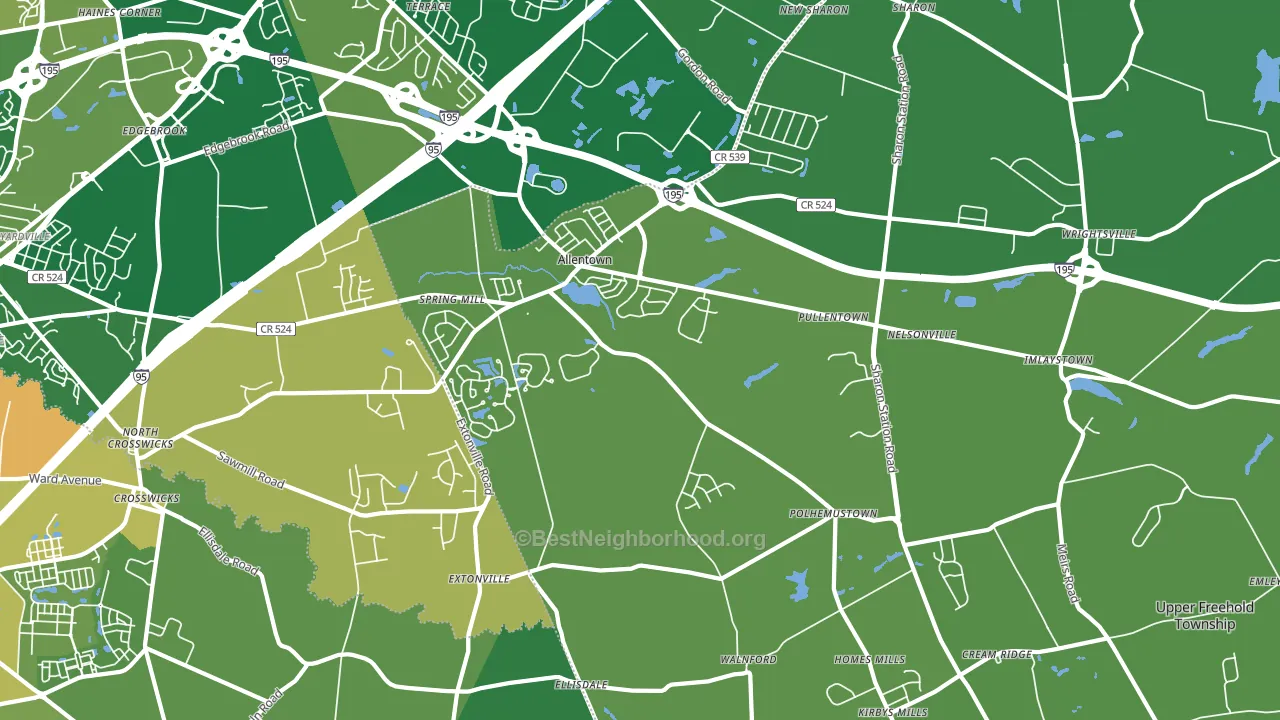 Allentown, NJ block-group voter-turnout map