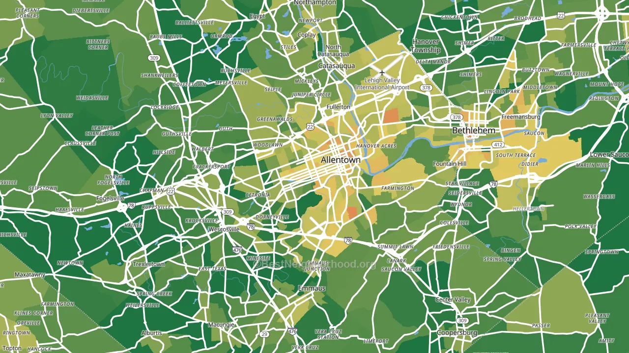 Allentown, PA block-group voter-turnout map