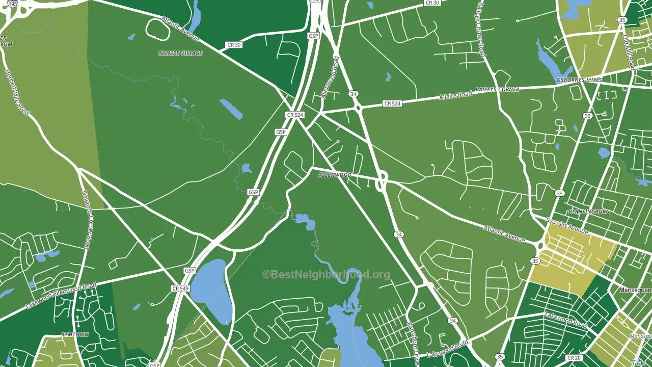 Allenwood, NJ block-group voter-turnout map