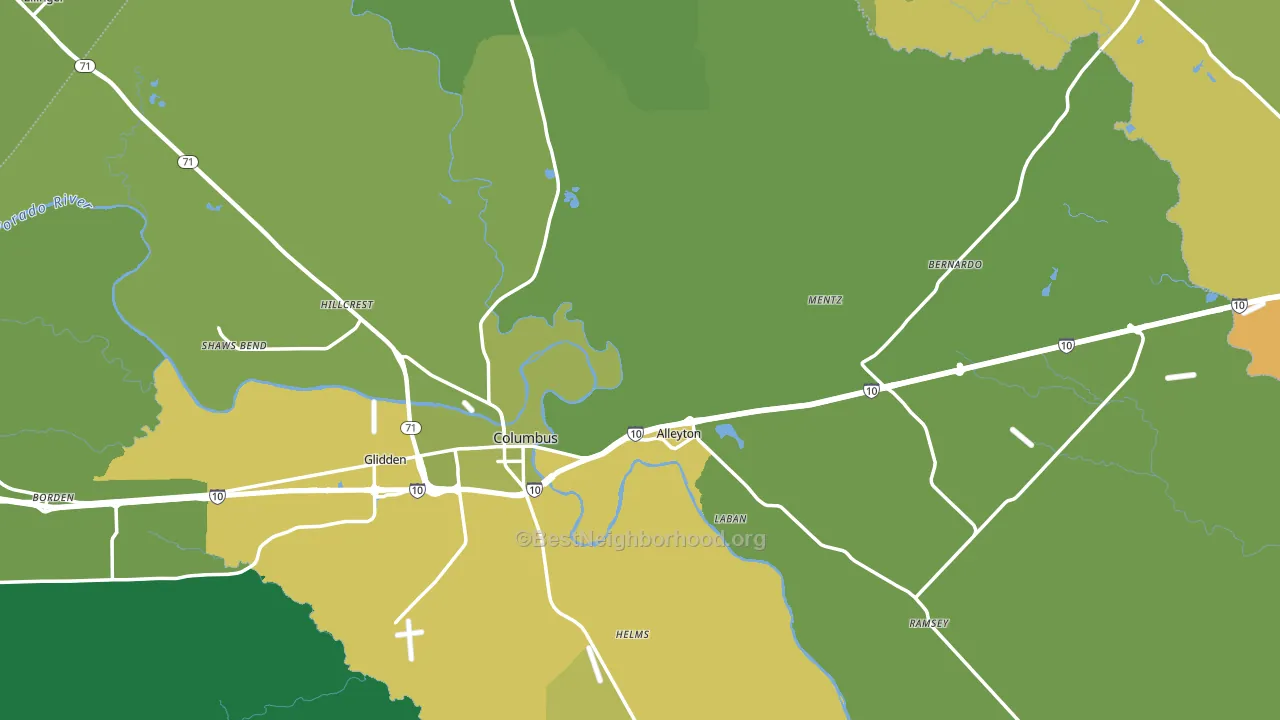 Alleyton, TX block-group voter-turnout map
