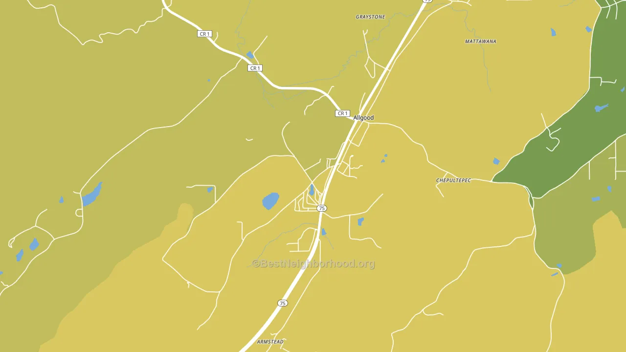 Allgood, AL block-group voter-turnout map