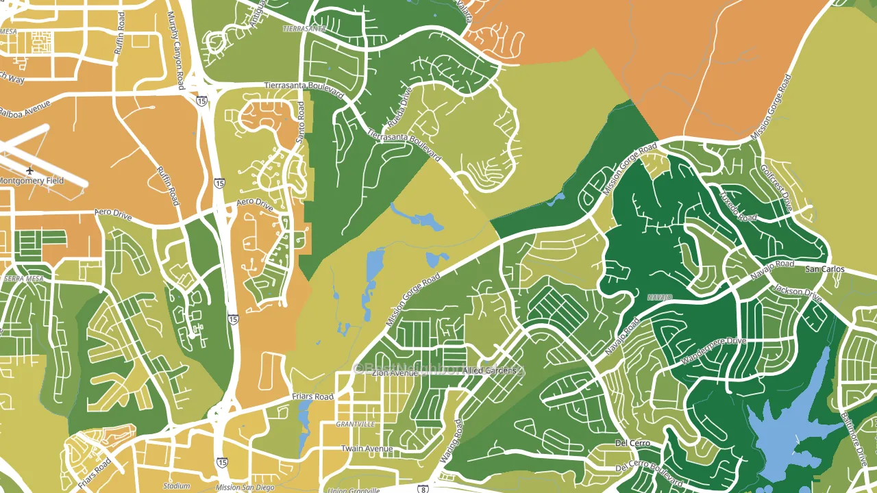 Allied Gardens, San Diego, CA block-group voter-turnout map