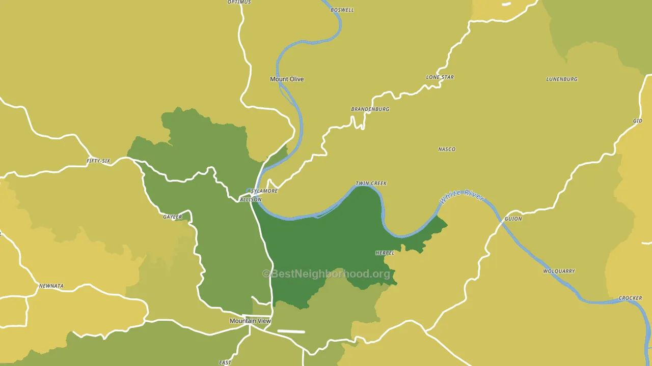 Allison, AR block-group voter-turnout map
