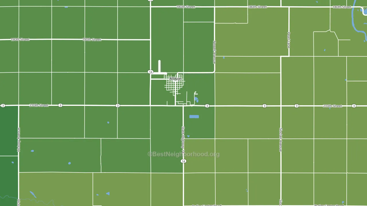 Allison, IA block-group voter-turnout map