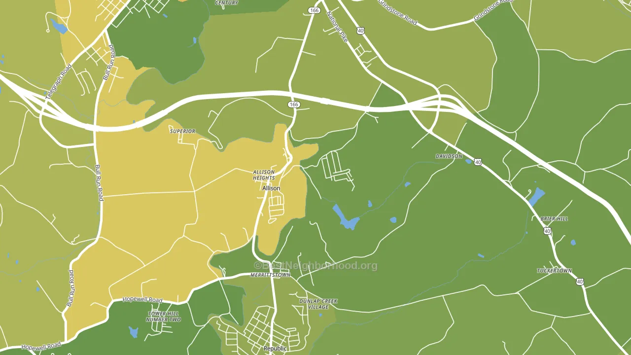 Allison, PA block-group voter-turnout map