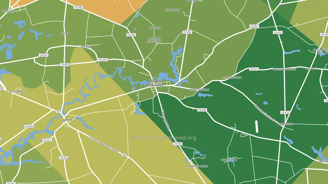 Alloway, NJ block-group voter-turnout map
