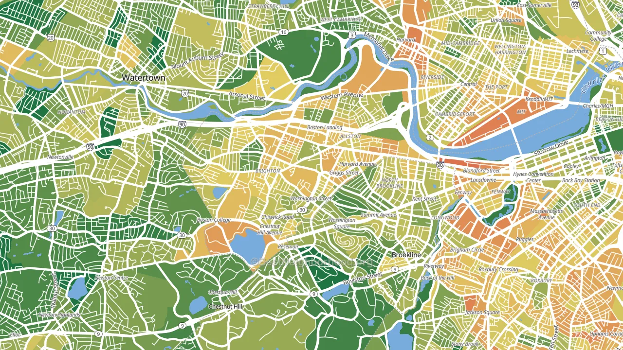 Allston-Brighton, Brighton, MA block-group voter-turnout map