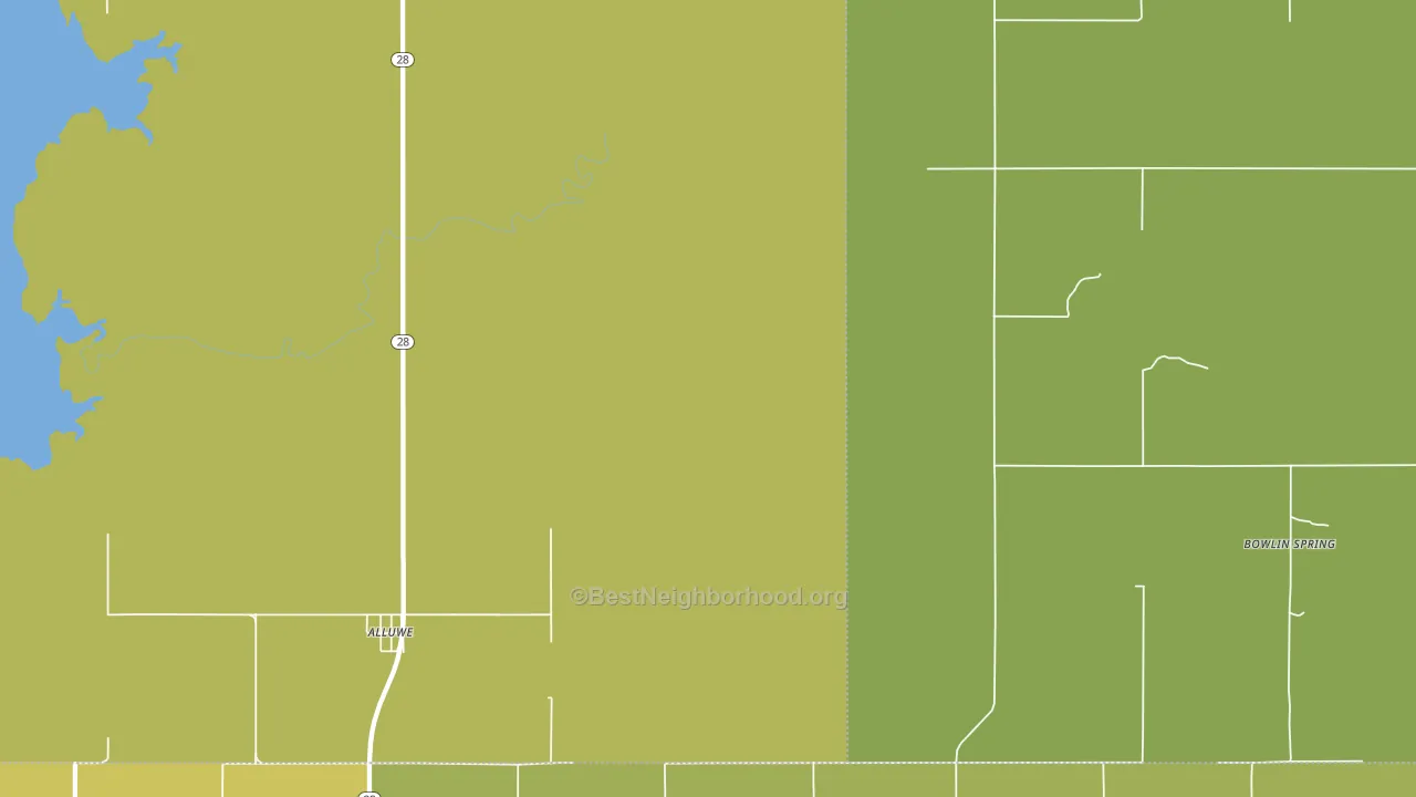 Alluwe, OK block-group voter-turnout map