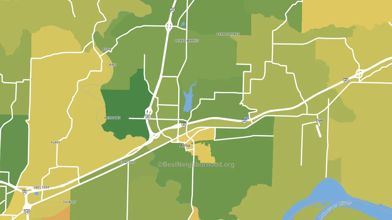 Alma, AR block-group voter-turnout map